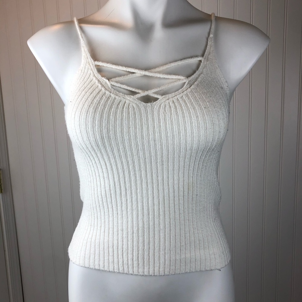 AEO White Lace Up Tank